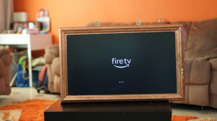 fire tv sitting on a wooden table